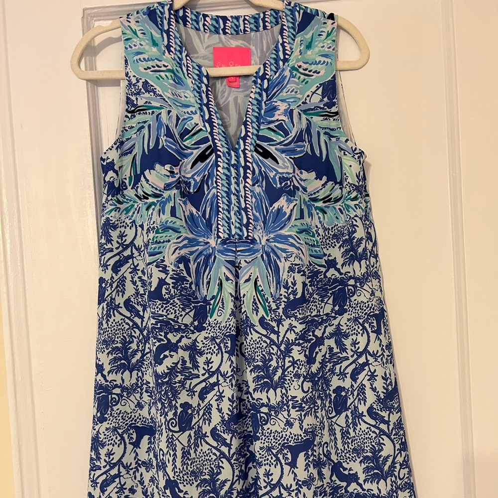 Lilly Pulitzer Blue Jungle Print Sleeveless Sundress
